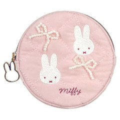 Japan Miffy Quilted Mini Pouch - Ribbon Light Pink