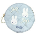 Japan Miffy Quilted Mini Pouch - Ribbon Light Blue - 1