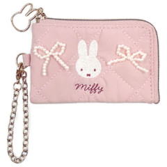 Japan Miffy Pass Case Card Holder - Quilted Ribbon Light Pink
