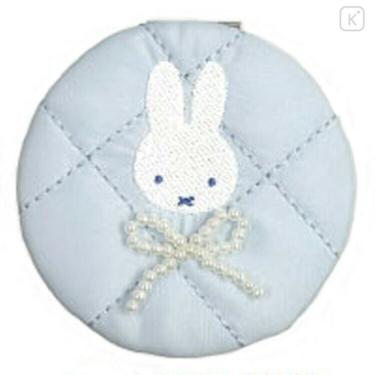 Japan Miffy 2-sided Compact Mirror - Quilted Ribbon Light Blue - 1