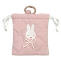 Japan Miffy Mini Drawstring Bag with Carabiner - Quilted Ribbon Light Pink - 1