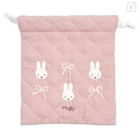 Japan Miffy Drawstring Bag - Quilted Ribbon Light Pink - 1