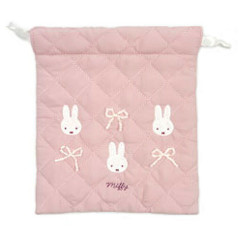 Japan Miffy Drawstring Bag - Quilted Ribbon Light Pink