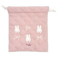 Japan Miffy Drawstring Bag - Quilted Ribbon Light Pink - 1