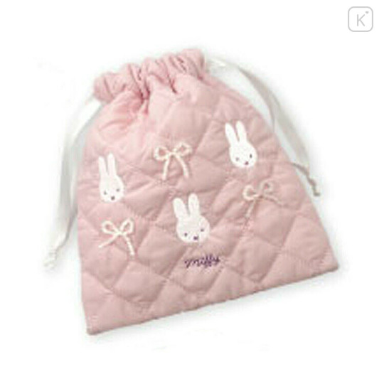 Japan Miffy Drawstring Bag - Quilted Ribbon Light Pink - 2