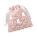 Japan Miffy Drawstring Bag - Quilted Ribbon Light Pink - 2