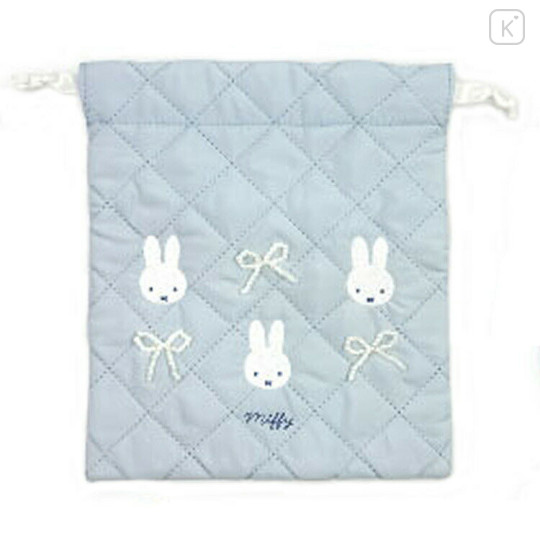 Japan Miffy Drawstring Bag - Quilted Ribbon Light Blue - 1