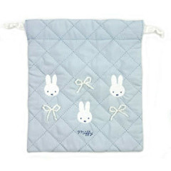 Japan Miffy Drawstring Bag - Quilted Ribbon Light Blue