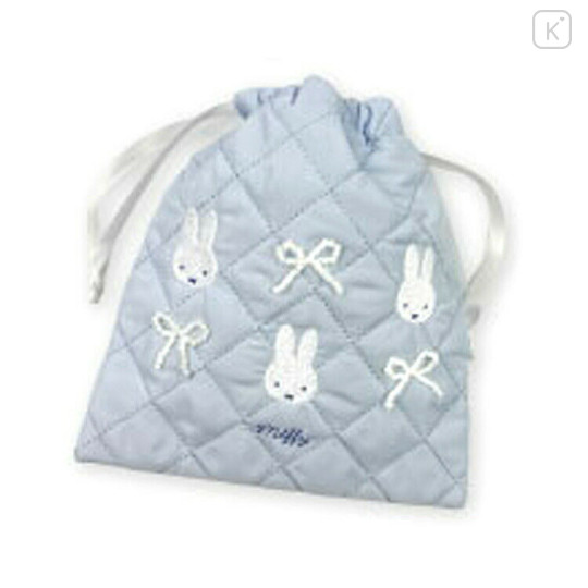 Japan Miffy Drawstring Bag - Quilted Ribbon Light Blue - 2