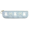 Japan Miffy Slim Pen Pouch Pencil Case - Quilted Ribbon Light Blue - 1