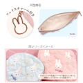 Japan Miffy Slim Pen Pouch Pencil Case - Quilted Ribbon Light Blue - 2
