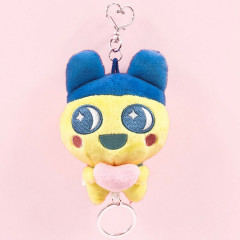 Japan Tamagotchi Plush Mascot Retractable Reel Keychain - Mametchi Love Ribbon