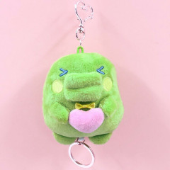 Japan Tamagotchi Plush Mascot Retractable Reel Keychain - Kuchipatchi Love Ribbon