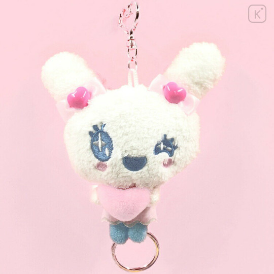 Japan Tamagotchi Plush Mascot Retractable Reel Keychain - Lovelitchi Love Ribbon - 1