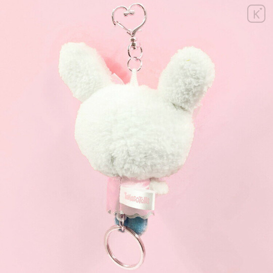 Japan Tamagotchi Plush Mascot Retractable Reel Keychain - Lovelitchi Love Ribbon - 2