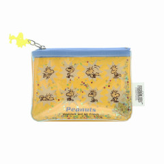 Japan Peanuts Clear Mini Pouch - Woodstock : Star Friends Yellow Sequins