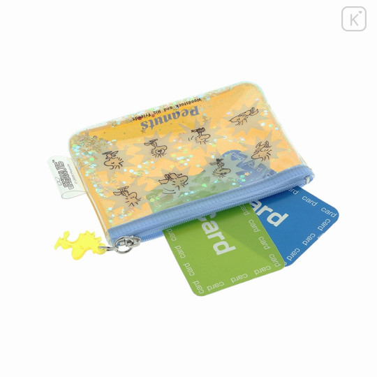 Japan Peanuts Clear Mini Pouch - Woodstock : Star Friends Yellow Sequins - 3