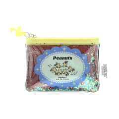Japan Peanuts Clear Mini Pouch - Woodstock : Star Friends Brown Sequins