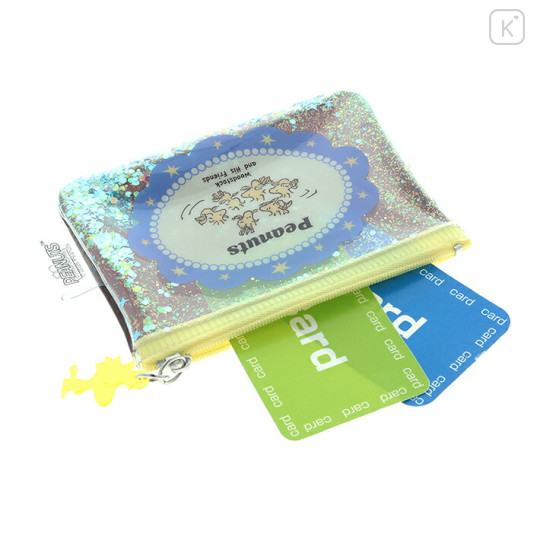 Japan Peanuts Clear Mini Pouch - Woodstock : Star Friends Brown Sequins - 3