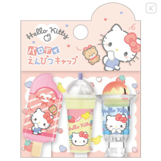 Japan Sanrio Pencil Cap Set - Hello Kitty : Ice Cream Drink Style - 1