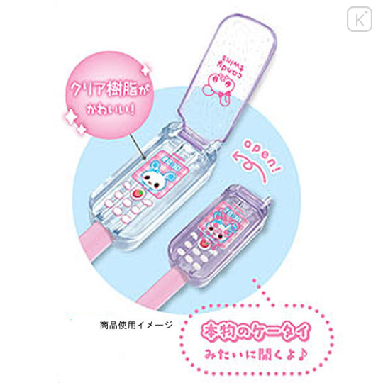 Japan Q-LiA Pencil Cap Set - Candy Twins Rabbit : Retro Mobile Phone Style Blue - 2