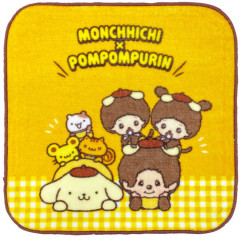 Japan Monchhichi × Sanrio Mini Towel Jacquard Handkerchief - Pompompurin : Gingham