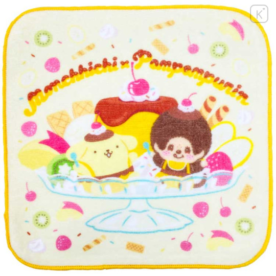 Japan Monchhichi × Sanrio Mini Towel Jacquard Handkerchief - Pompompurin : Parfait - 1
