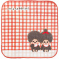 Japan Monchhichi Mini Towel Jacquard Handkerchief - Monchhichi-chan & Monchhichi-kun : Furukawashiko Gingham Red Baby - 1