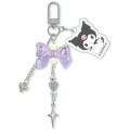 Japan Sanrio Mascot Bag Charm Keychain - Kuromi : Jara Gem Ribbon - 1
