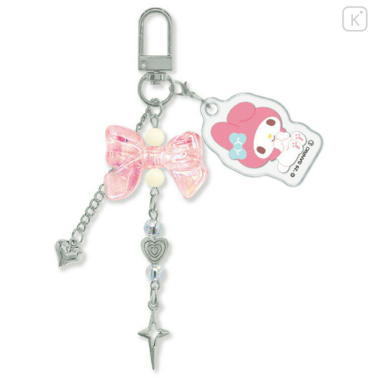 Japan Sanrio Mascot Bag Charm Keychain - My Melody : Jara Gem Ribbon - 1