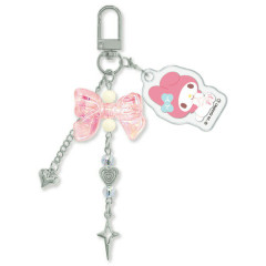 Japan Sanrio Mascot Bag Charm Keychain - My Melody : Jara Gem Ribbon