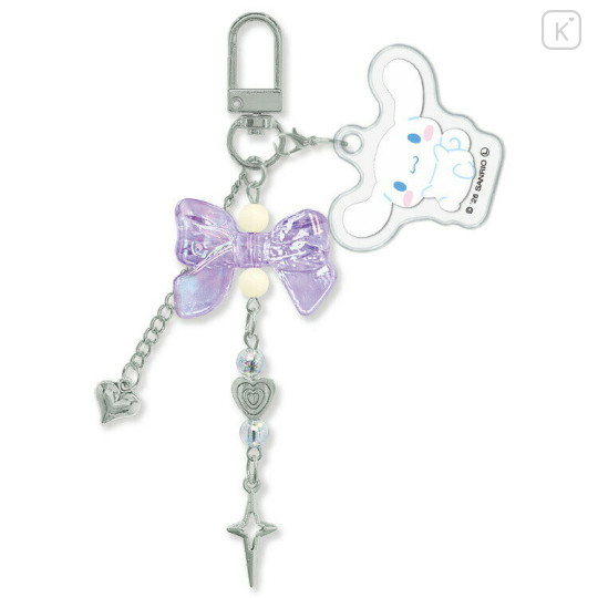 Japan Sanrio Mascot Bag Charm Keychain - Cinnamoroll : Jara Gem Ribbon - 1