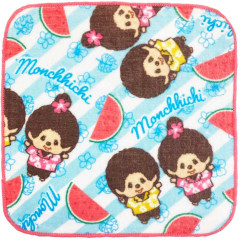 Japan Monchhichi Mini Towel Jacquard Handkerchief - Monchhichi-chan & Monchhichi-kun : Summer Watermelon