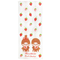 Japan Monchhichi Face Towel - Monchhichi-chan & Monchhichi-kun : Furukawashiko Fruit Parlor Strawberry