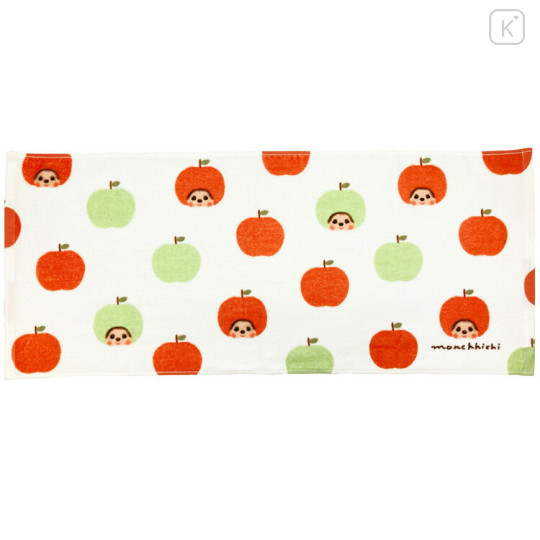 Japan Monchhichi Face Towel - Monchhichi-chan & Monchhichi-kun : Furukawashiko Fruit Parlor Apple - 1