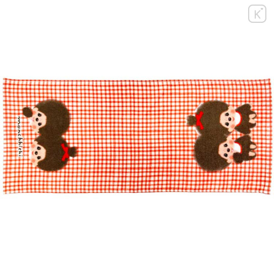 Japan Monchhichi Face Towel - Monchhichi-chan & Monchhichi-kun : Furukawashiko Gingham Red - 1