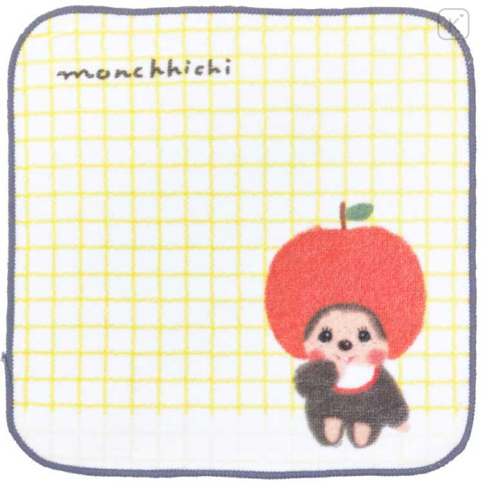 Japan Monchhichi Mini Towel Jacquard Handkerchief - Monchhichi-kun : Furukawashiko Fruit Parlor Apple - 1