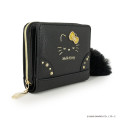 Japan Sanrio Bifold Wallet - Hello Kitty : Black Gold Dangling Tail - 2