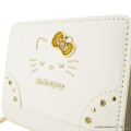 Japan Sanrio Bifold Wallet - Hello Kitty : White Gold Dangling Tail - 2