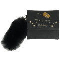 Japan Sanrio Trifold Wallet - Hello Kitty : Black Gold Dangling Tail - 1