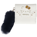 Japan Sanrio Trifold Wallet - Hello Kitty : White Gold Dangling Tail - 1