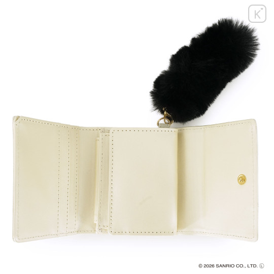 Japan Sanrio Trifold Wallet - Hello Kitty : White Gold Dangling Tail - 4
