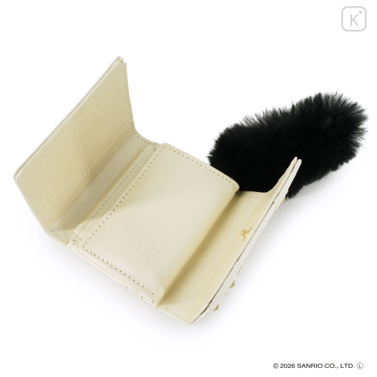 Japan Sanrio Trifold Wallet - Hello Kitty : White Gold Dangling Tail - 5