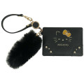 Japan Sanrio Pass Case Card Holder & Reel - Hello Kitty : Black Gold Dangling Tail - 1