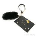 Japan Sanrio Pass Case Card Holder & Reel - Hello Kitty : Black Gold Dangling Tail - 2