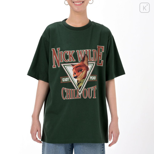 Japan Disney Store T-shirt - Zootopia : Nick Wilde Chill Out Dark Green T-Shirt Collection - 1