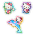 Japan Sanrio Original Hologram Sticker - Hello Kitty : Summer Pinapple Soda Swimsuit Tan Sunburned - 4
