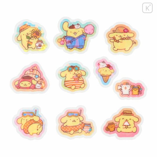 Japan Sanrio Original Hologram Sticker - Pompompurin : Summer Soda Swimsuit - 2