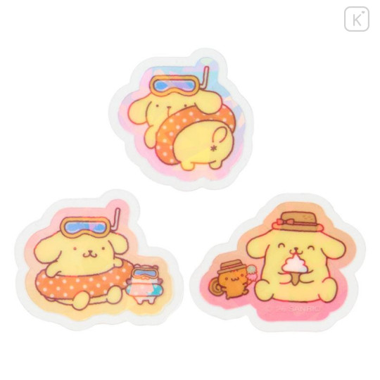 Japan Sanrio Original Hologram Sticker - Pompompurin : Summer Soda Swimsuit - 5