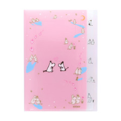Japan Moomin 5 Pockets A4 Clear File - Moomintroll : Love Light Pink